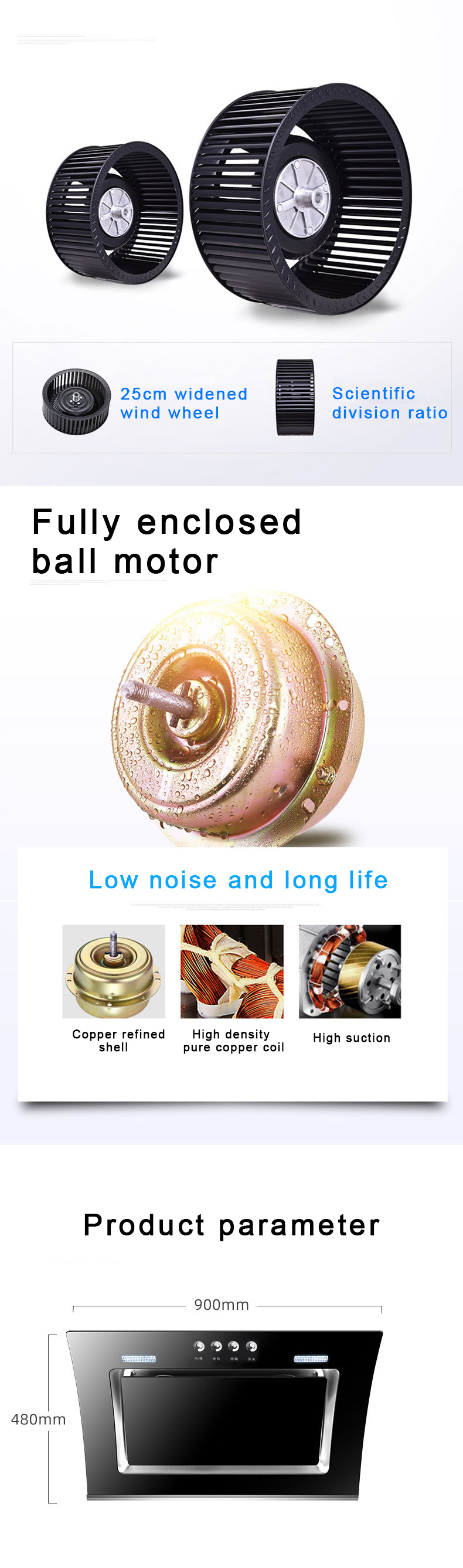 Large suction kitchen range hood side suction range hood high temperature automatic cleaning range hood