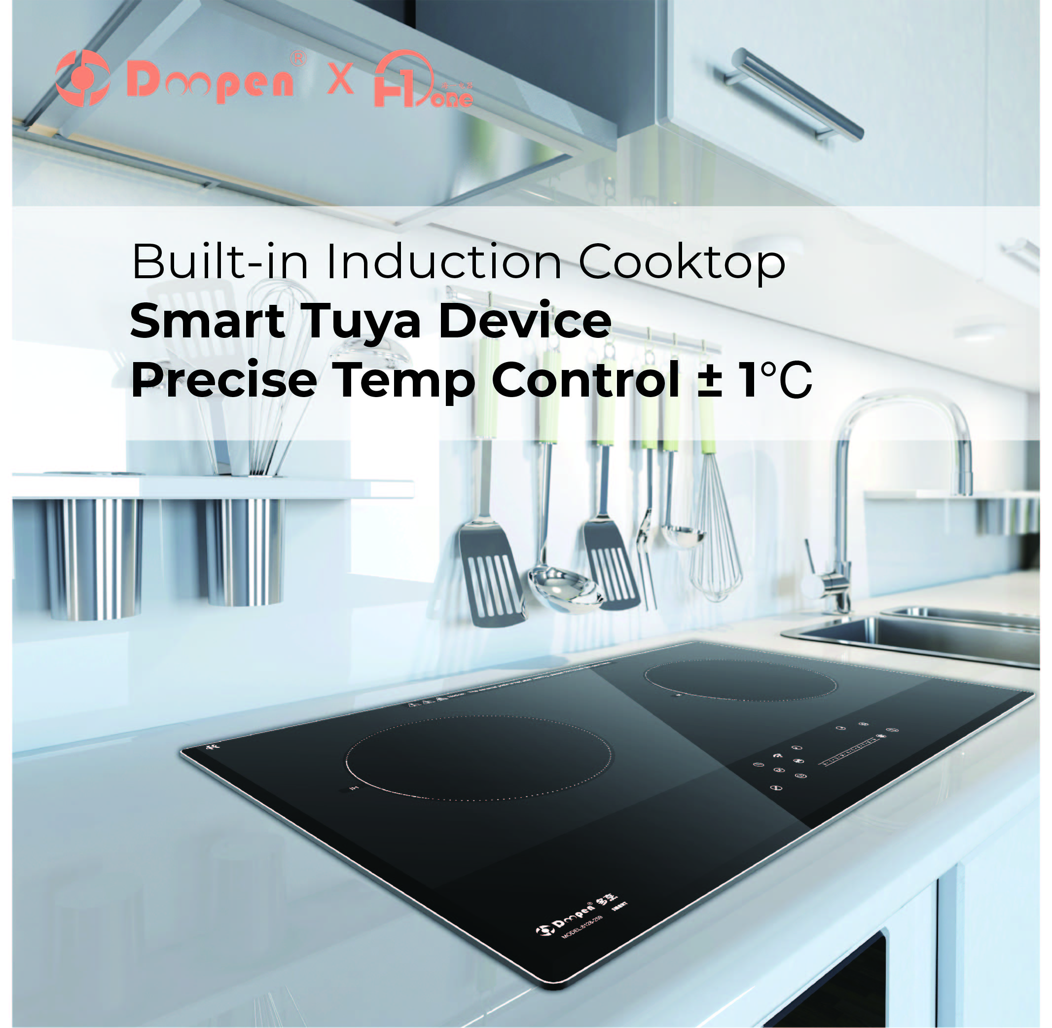 Tuya High Quality Smart Induction Cooktop 2 Burner with 9 Cooking Levels and Precise Temperature Control Each
