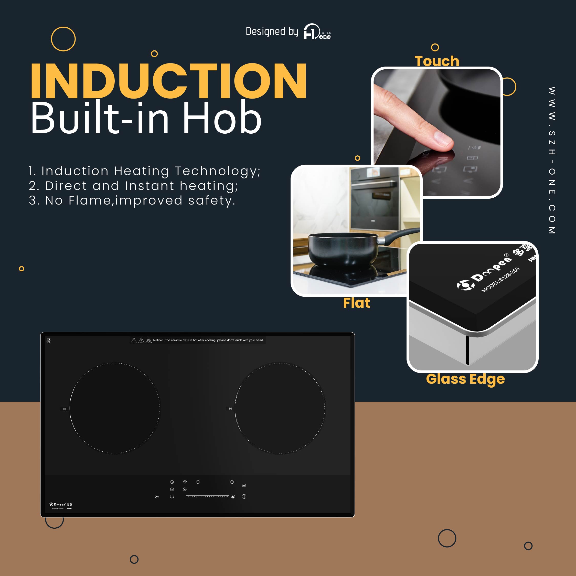 Doopen Electric Stove Intelligent Induction Cooktop 2 Burner with Smooth Surface in Black
