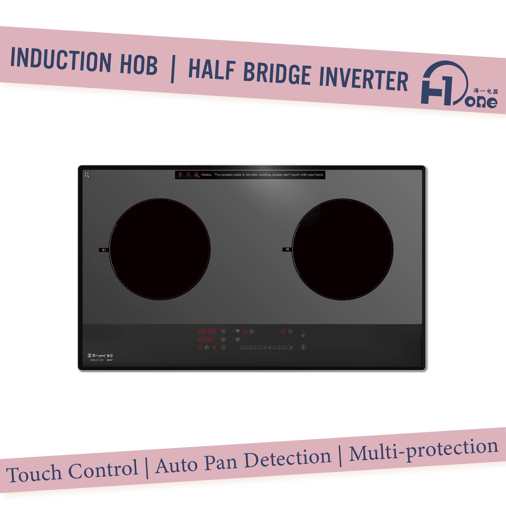Doopen Electric Stove Intelligent Induction Cooktop 2 Burner with Smooth Surface in Black