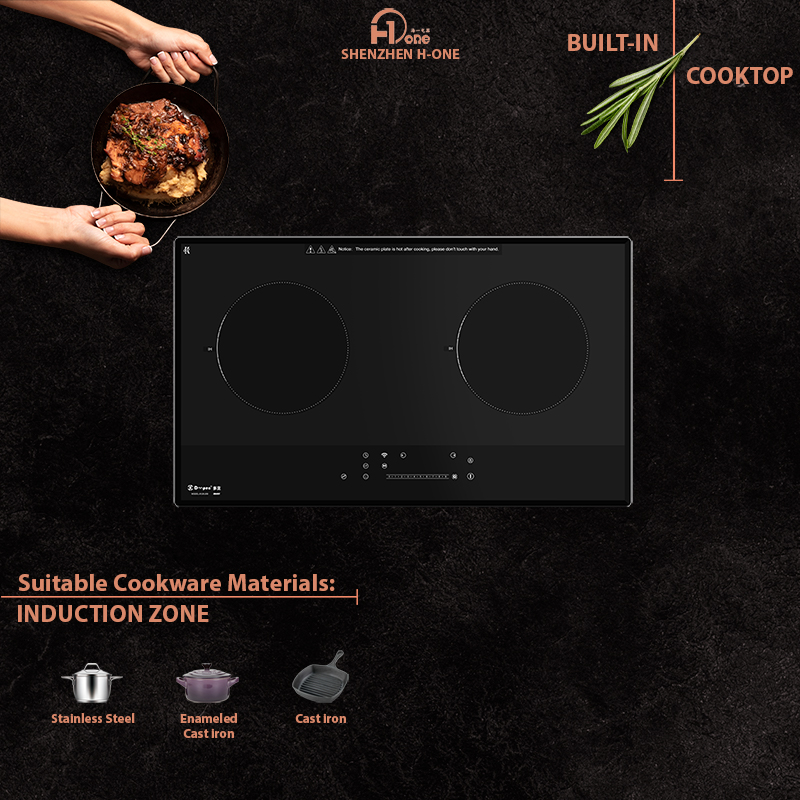 Doopen Electric Stove Intelligent Induction Cooktop 2 Burner with Smooth Surface in Black