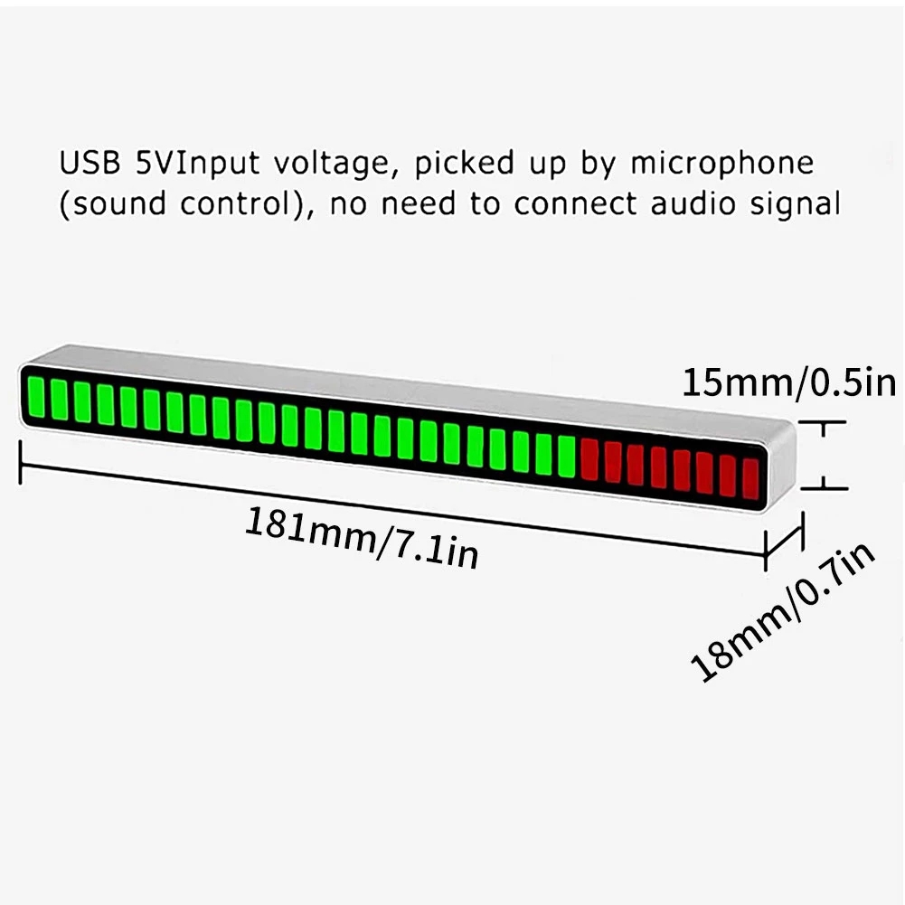 LED Strip Light Sound Control Pickup Rhythm Light Music Atmosphere Light RGB Colorful Tube USB Energy-Saving Lamp