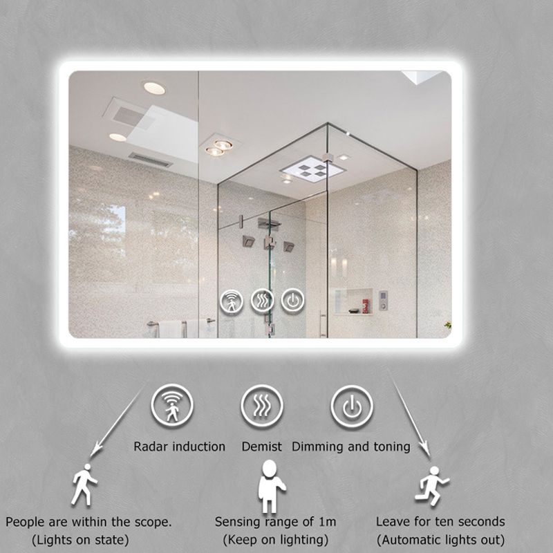 Anti-Fog Circle Mirror 24 Inch Round Bathroom LED Lighted Mirror Wall Mounted Vanity Makeup Mirror with Lights