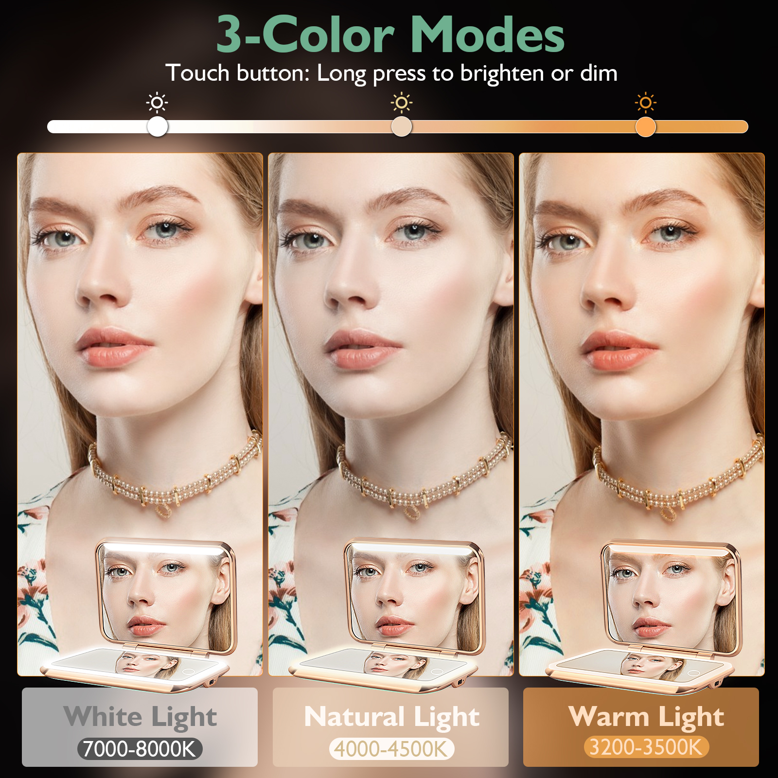  Foldable 5X Makeup Mirror With Led Light Portable Desktop Quintuple Magnifying USB Cosmetic Make Up Mirror Led Li