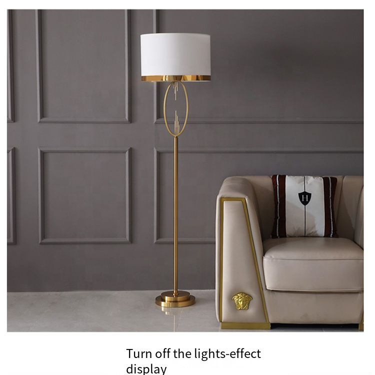 Golden living room floor lamp modern cloth cover floor lamp side floor lamps gold