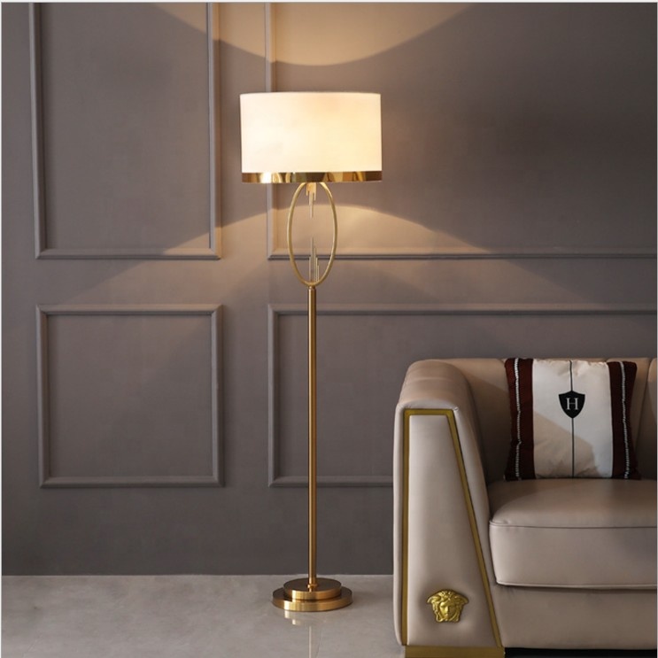 Golden living room floor lamp modern cloth cover floor lamp side floor lamps gold