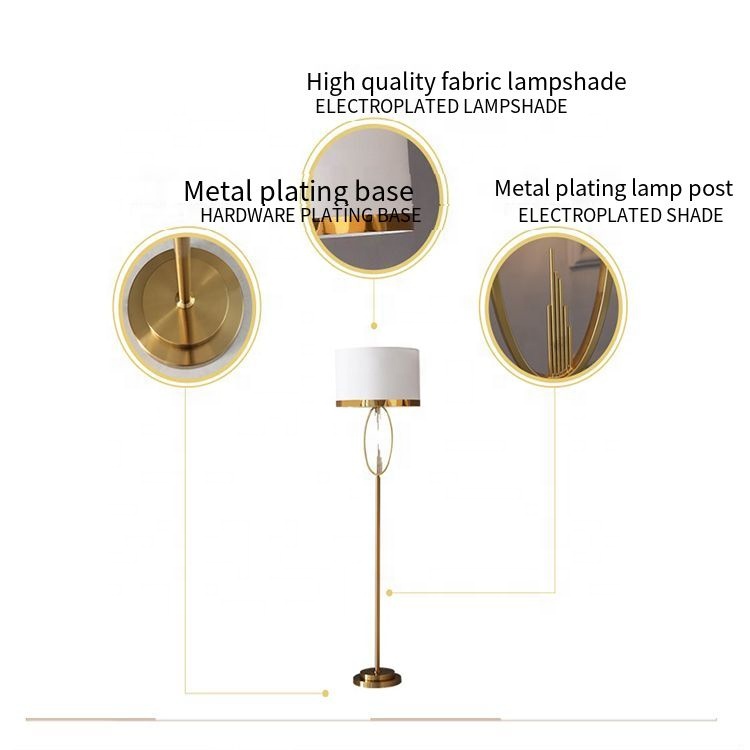 Golden living room floor lamp modern cloth cover floor lamp side floor lamps gold