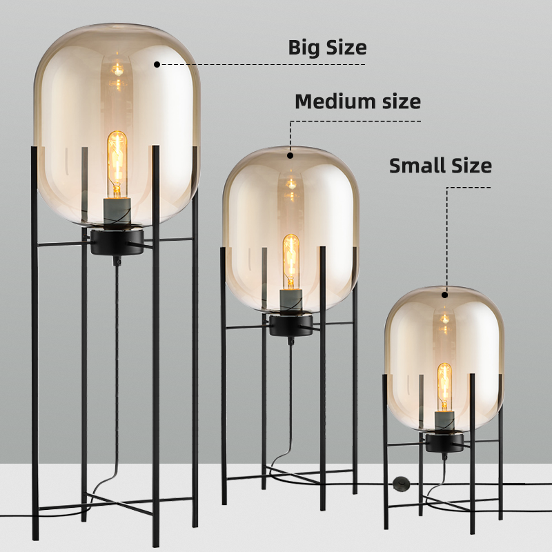 Home Indoor Decorative E27 Contemporary Corner Standing Glass Iron Floor Lamp Pulpo Glass Floor Lamp For Living Room Mod