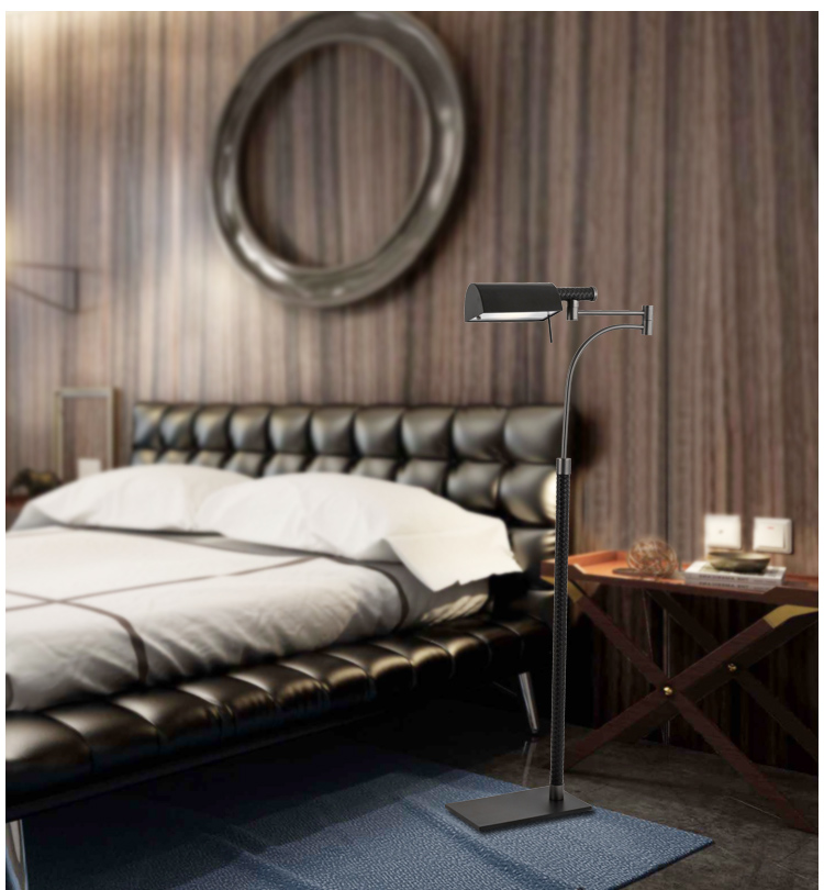 Creative personality black leather woven metal floor lamp for hotel living room