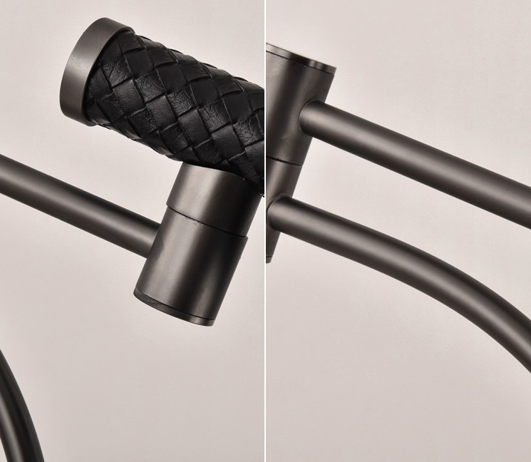 Creative personality black leather woven metal floor lamp for hotel living room