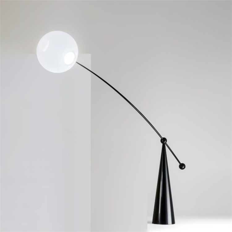 American black classic glass ball floor lamp curved art lighting decoration led standing lighting