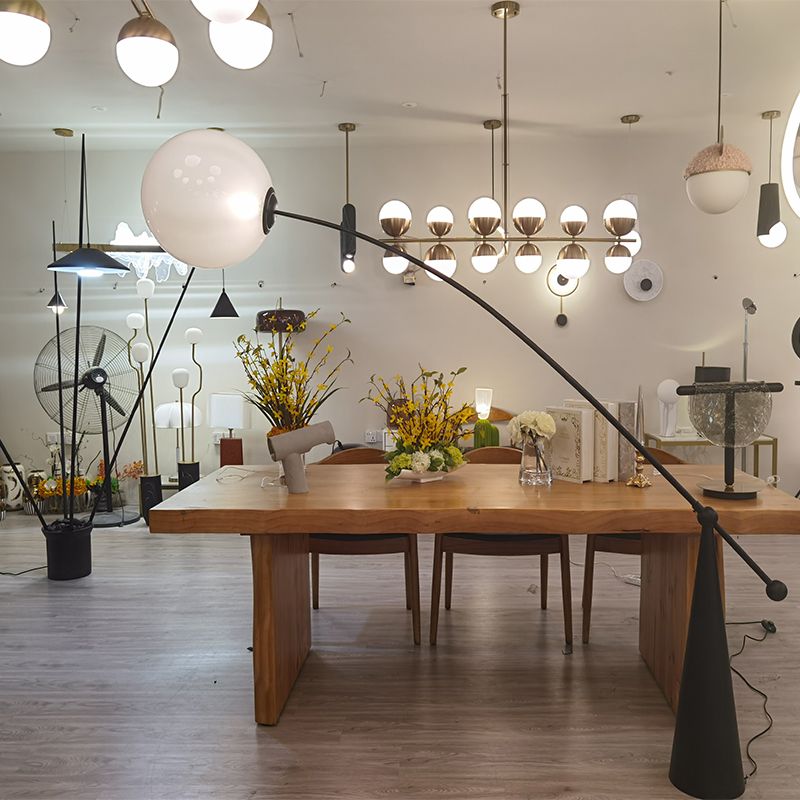American black classic glass ball floor lamp curved art lighting decoration led standing lighting