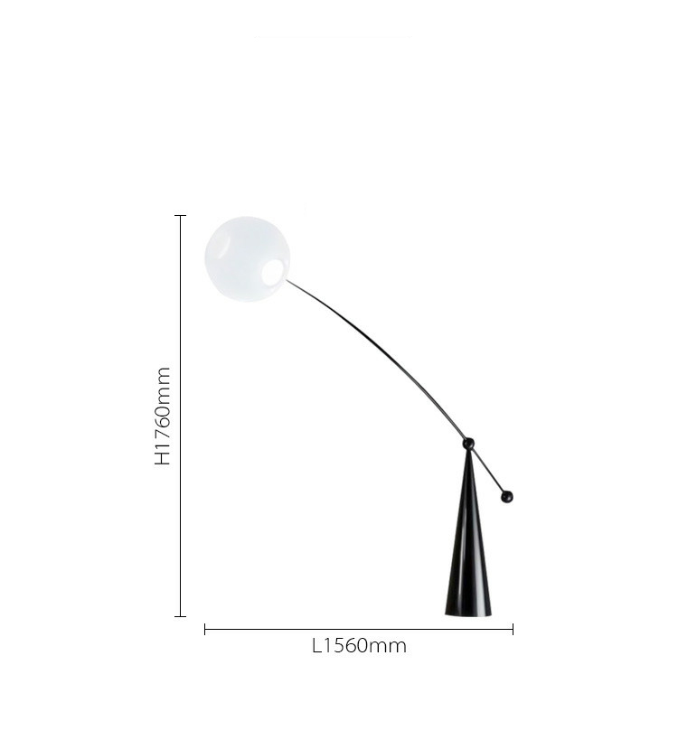 American black classic glass ball floor lamp curved art lighting decoration led standing lighting