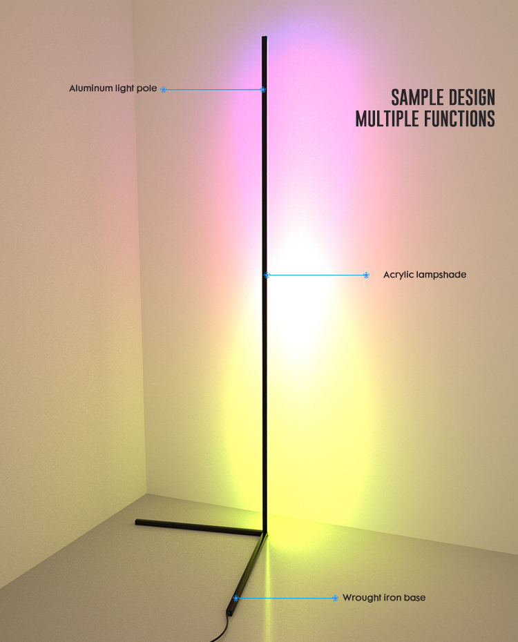   Modern Minimalist Aluminum Bedroom Standing LED Corner Floor Lamp for Home Decor Living Room Corner Standing