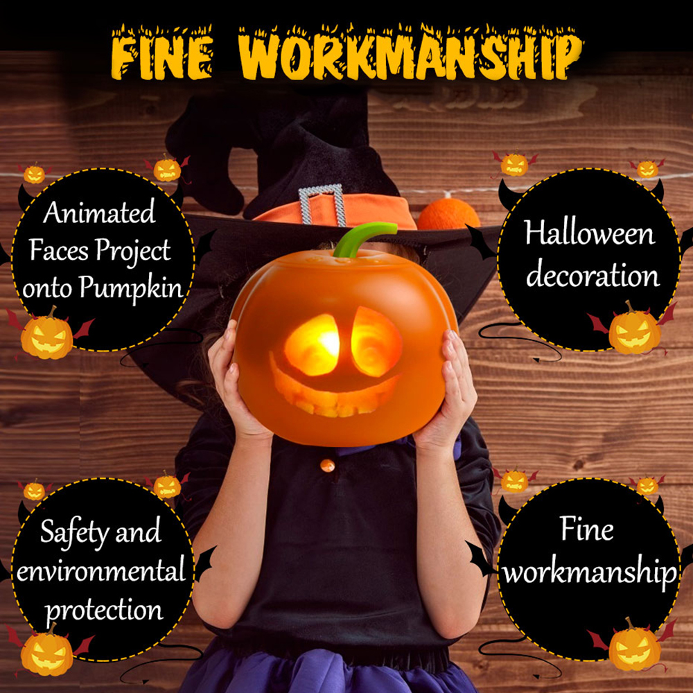 2021 New Creative Halloween Pumpkin Projection Lamp Animated Talking Pumpkin LED Light for Halloween Home Party Decor