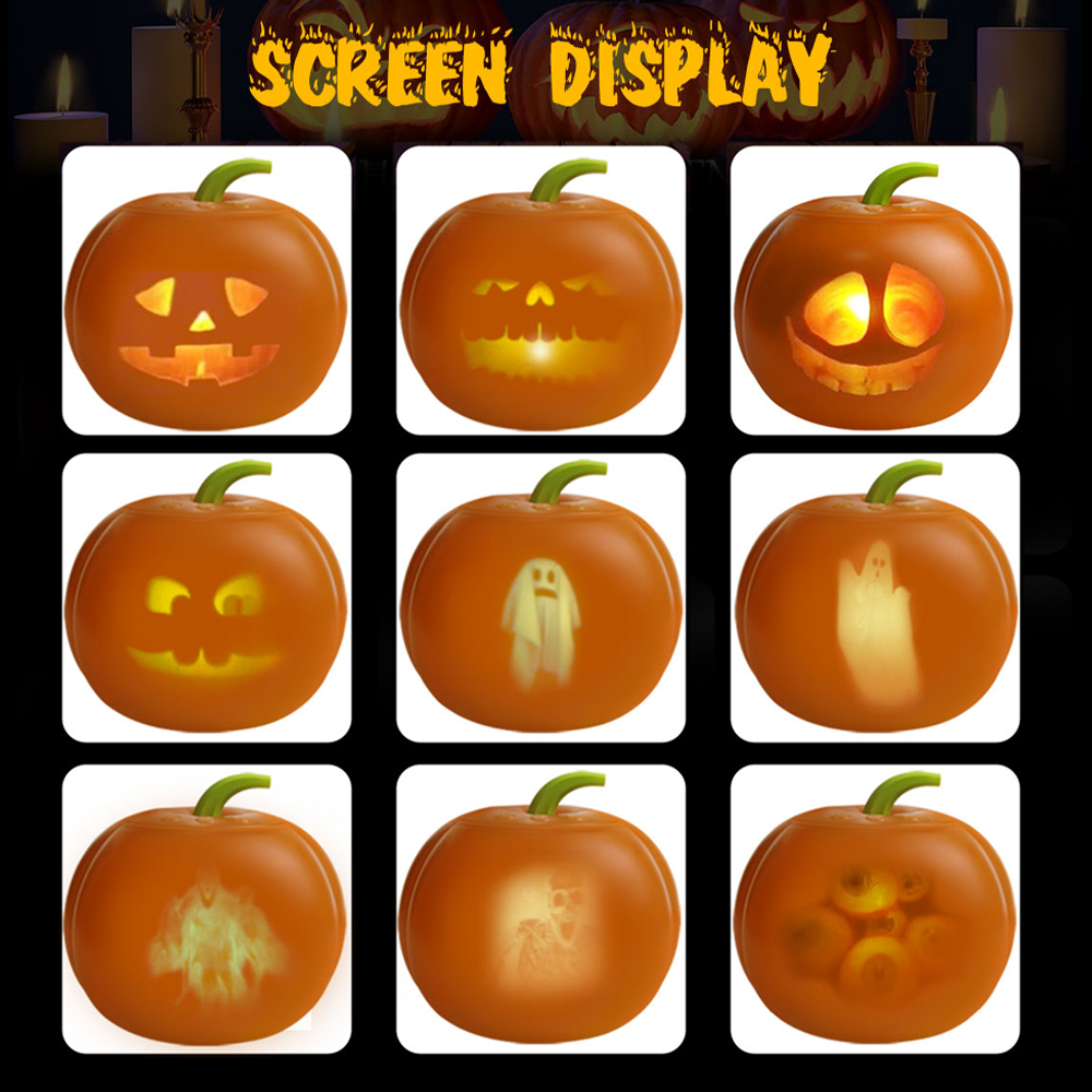 2021 New Creative Halloween Pumpkin Projection Lamp Animated Talking Pumpkin LED Light for Halloween Home Party Decor