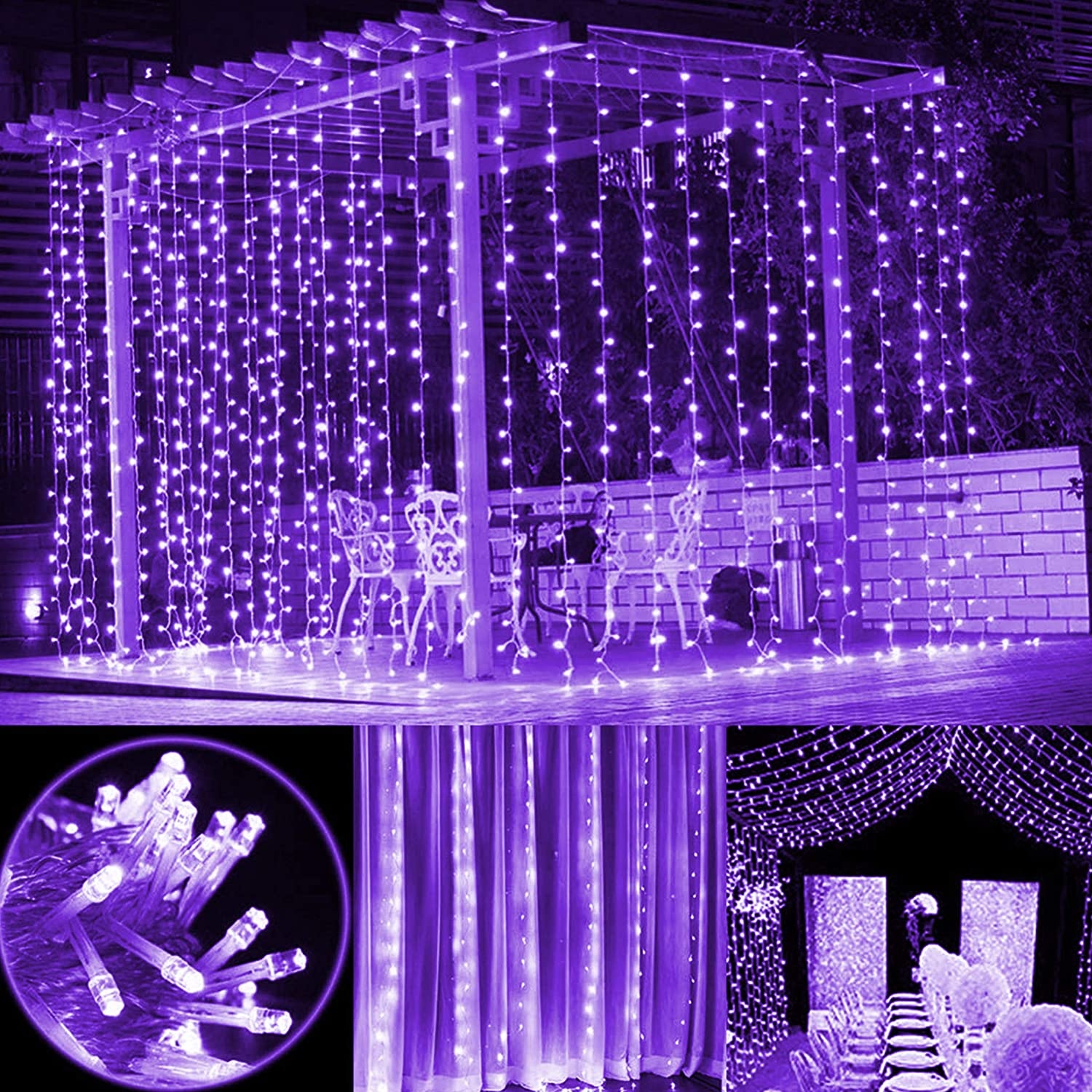 Twinkle Star 300 LED Halloween Window Curtain String Light with Remote Control Timer for Christmas Wedding Party Home Ga