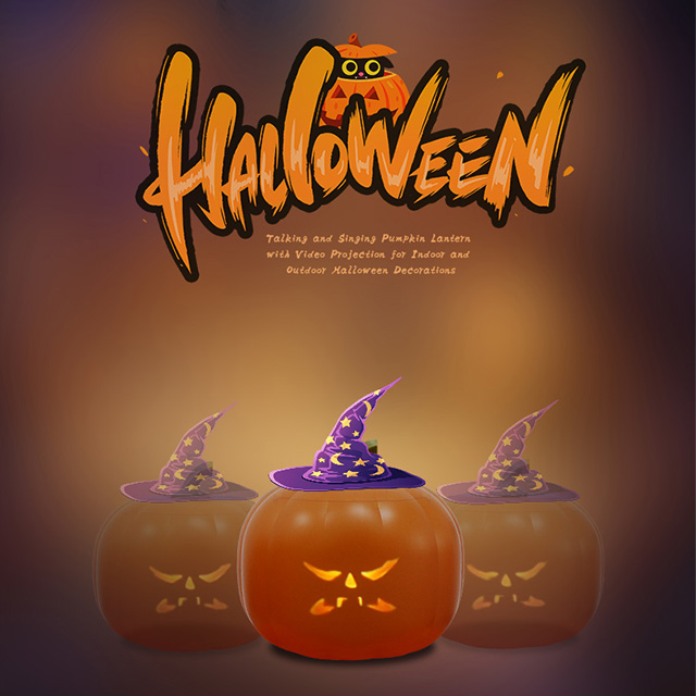 Halloween Scary Lantern Can Talk And Sing Humorous Jokes Horror Projection Decorative Lights