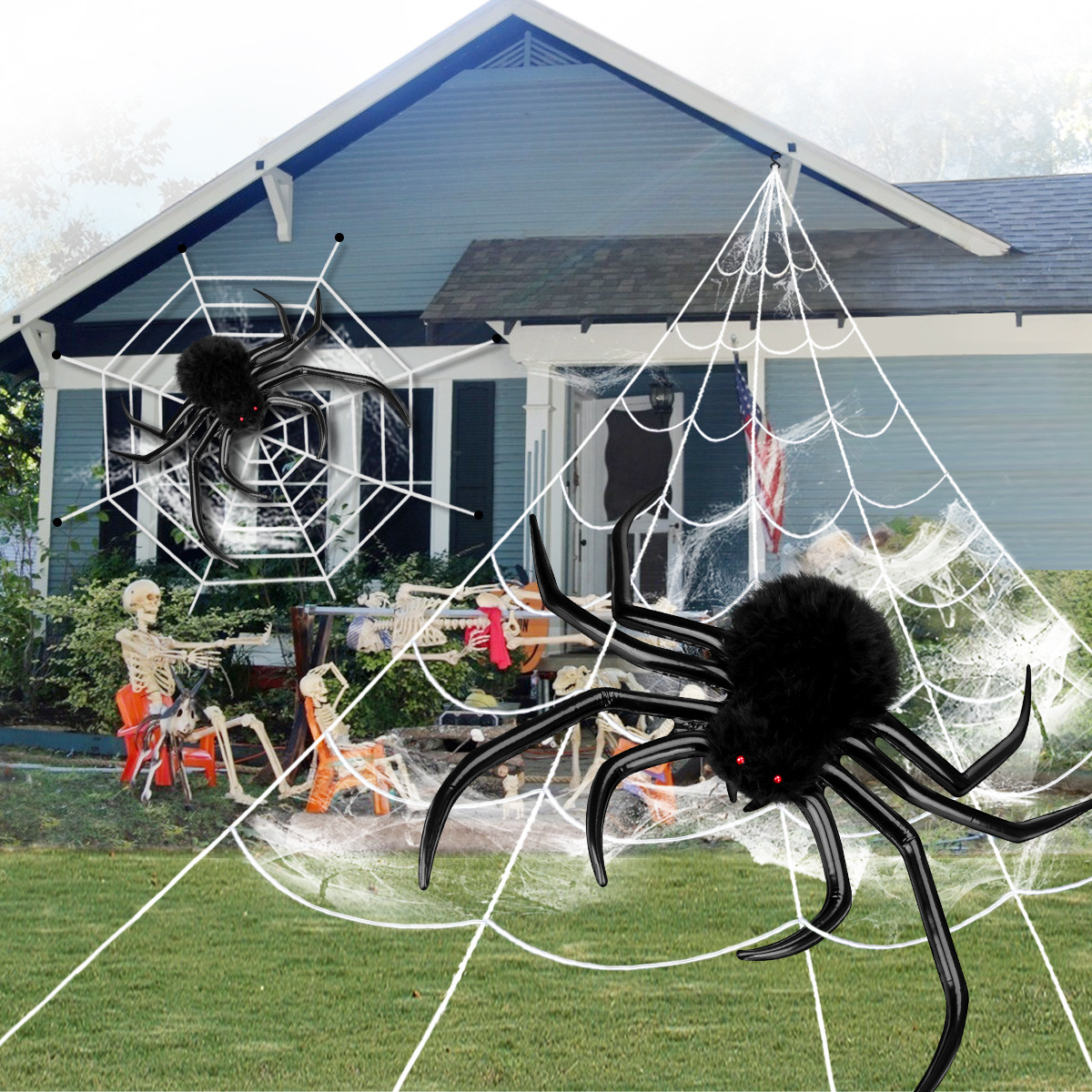 Halloween party  triangle spider-net lights courtyard decoration LED spider net light