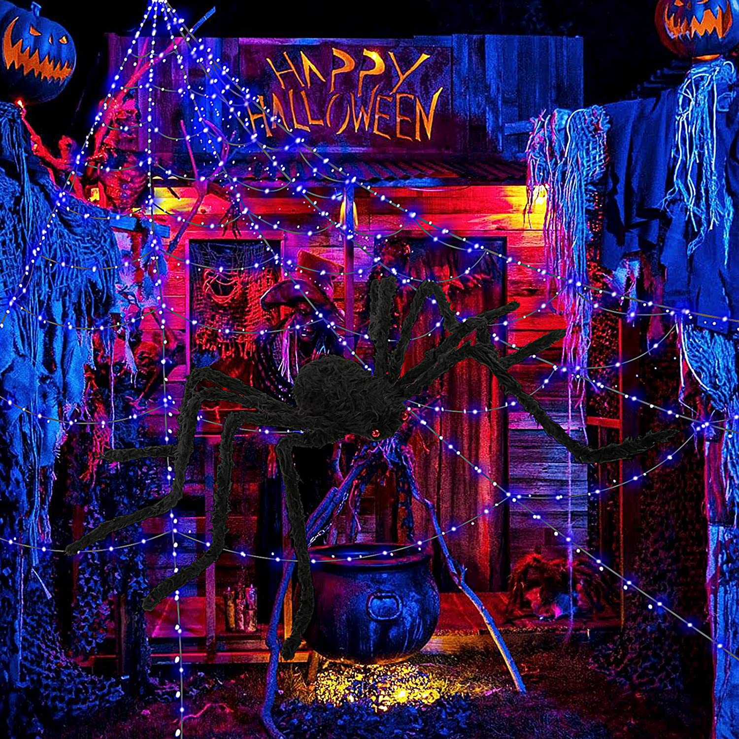 Halloween party  triangle spider-net lights courtyard decoration LED spider net light