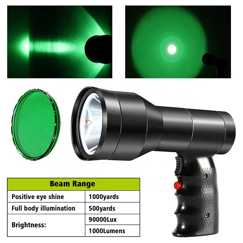 80000lux Led Rechargeable Spotlight Flashlight Hunting Accessories Searchlight Hog Coon Coyote Hunting Light 4 Color Wit