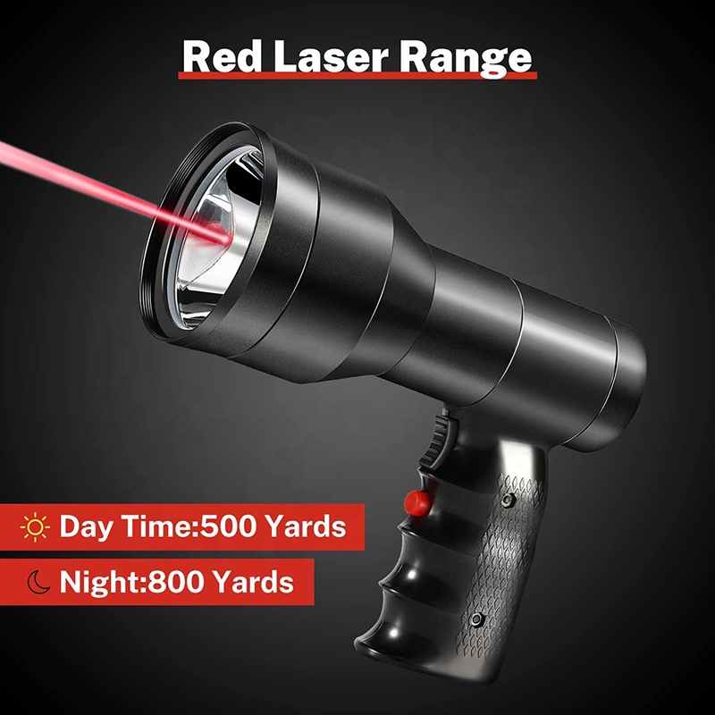 80000lux Led Rechargeable Spotlight Flashlight Hunting Accessories Searchlight Hog Coon Coyote Hunting Light 4 Color Wit