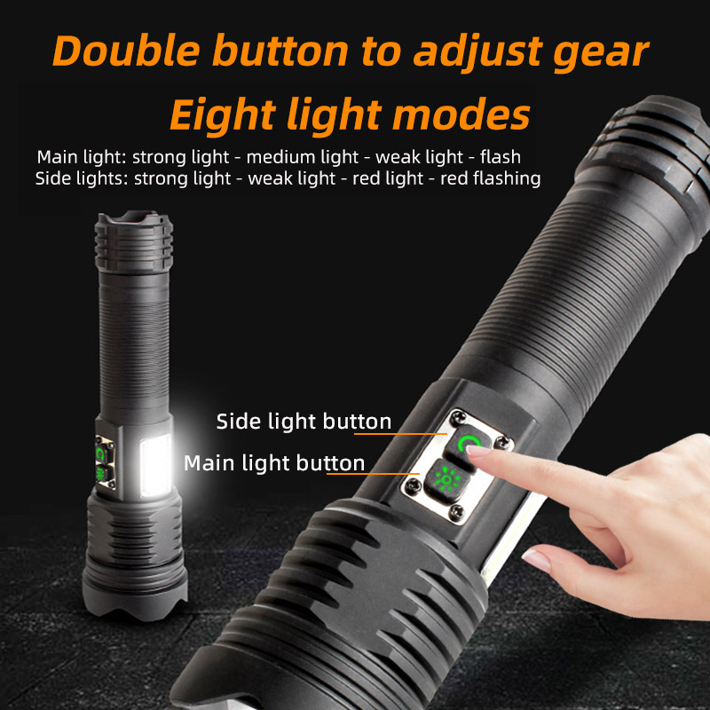 Super Bright Linternas 25w 8 Modes Rechargeable Hunting Flash Light Long Range Torch Light Waterproof LED Flashlight Tac