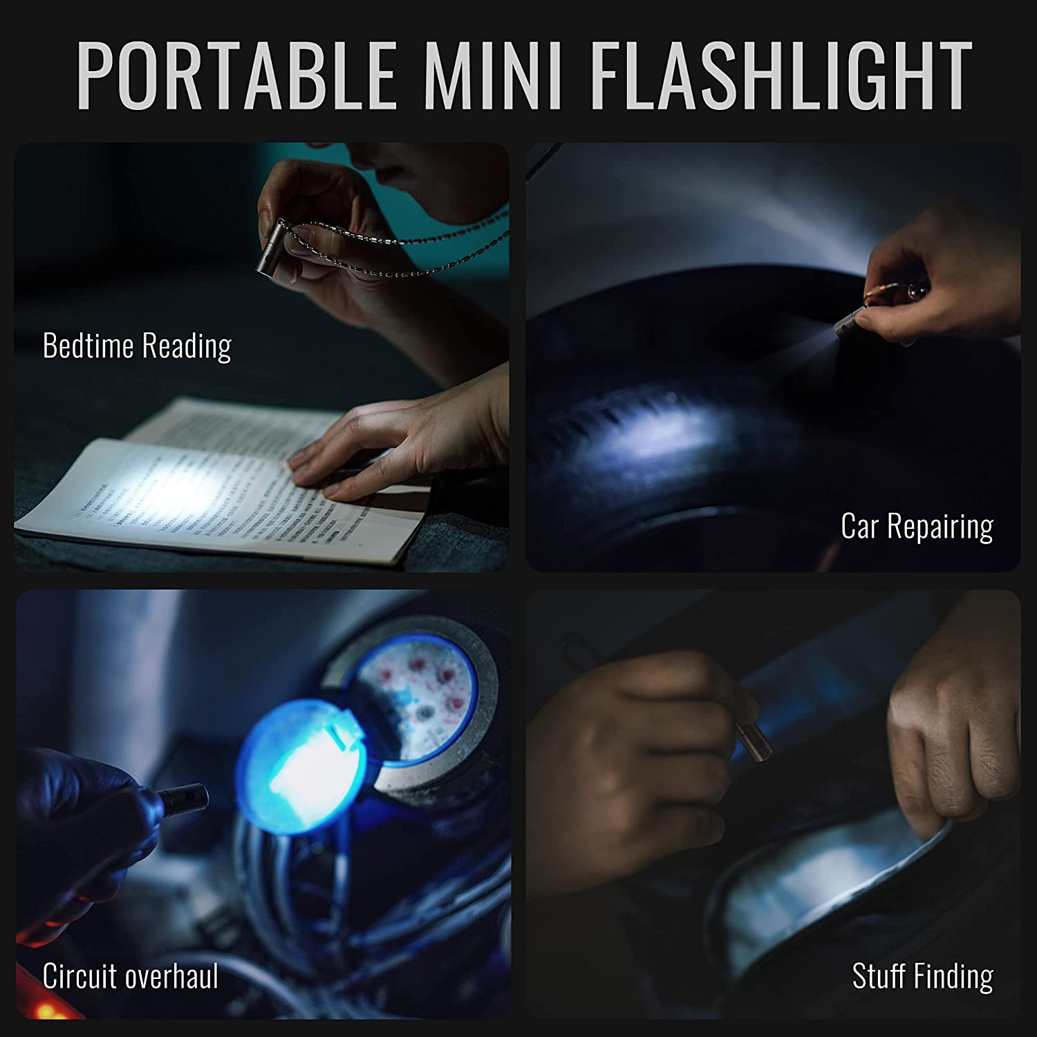KeyUnity KF00 Cloud Pattern Titanium Mini Keychain LED Flashlights, 15 Lumens Waterproof Electric Torch Light Handheld
