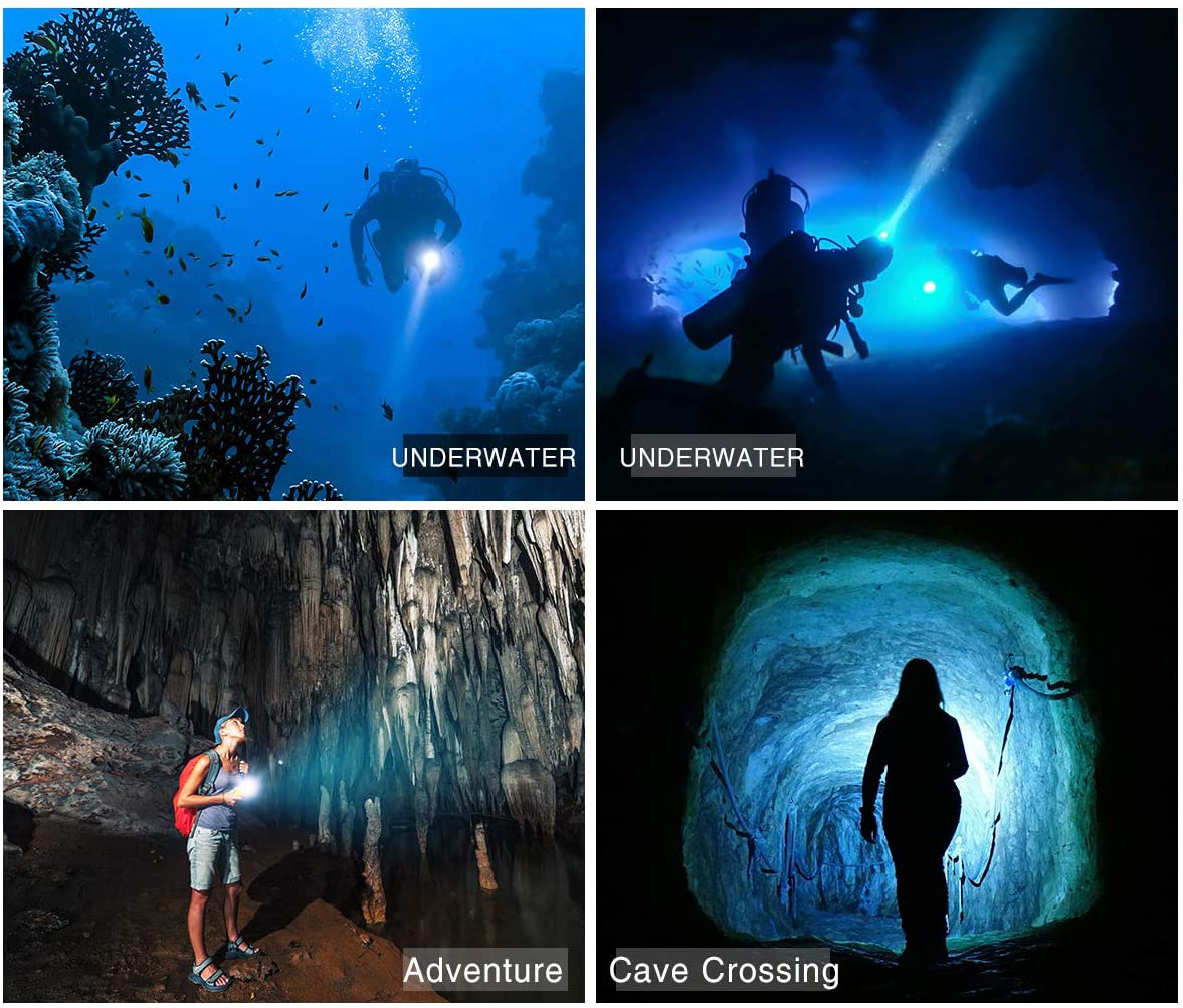 IPX68 Waterproof Torch Underwater LED Lighting Tools Lamp Scuba Diving Gear Rechargeable Flashlight 2000 Lumens Submarin