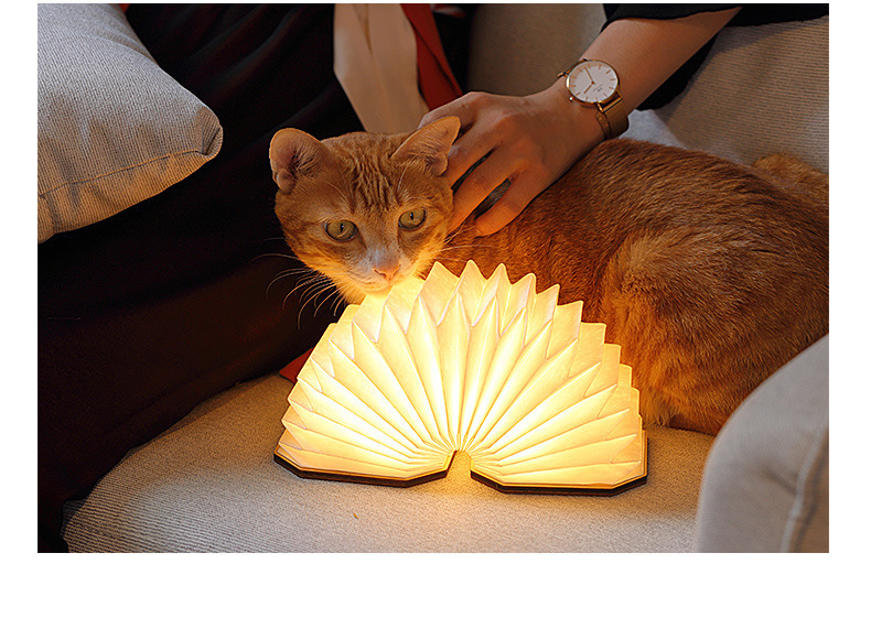 Creative Gifts Foldable Organ Lamp Book Wooden Book Light Folding Led Book Lamp For Lighting Decoration