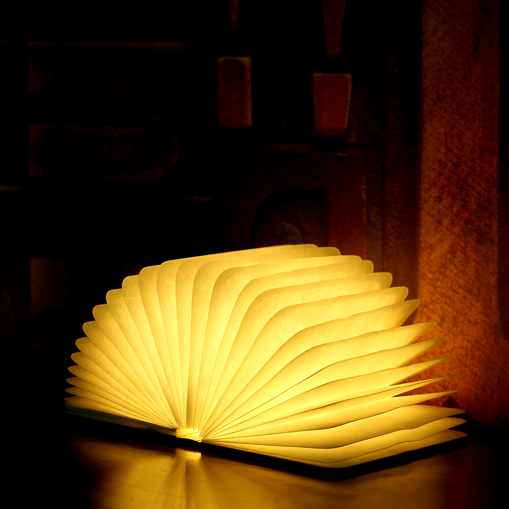 Hot selling creative gift colorful atmosphere light folding page turn led wooden book light