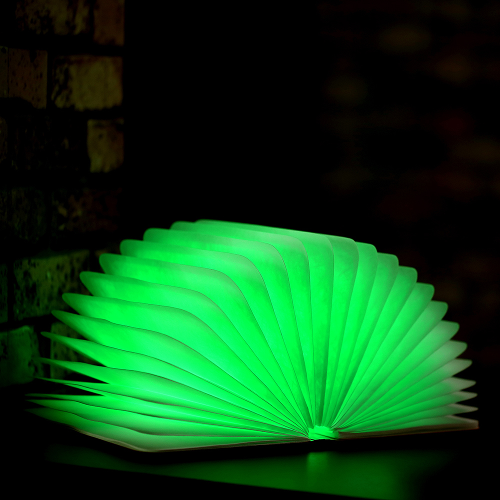 Hot selling creative gift colorful atmosphere light folding page turn led wooden book light