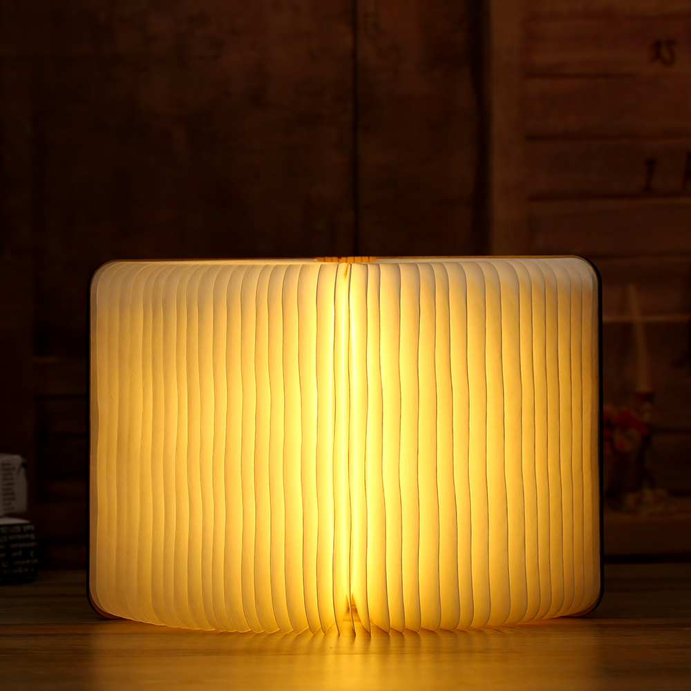 Hot selling creative gift colorful atmosphere light folding page turn led wooden book light
