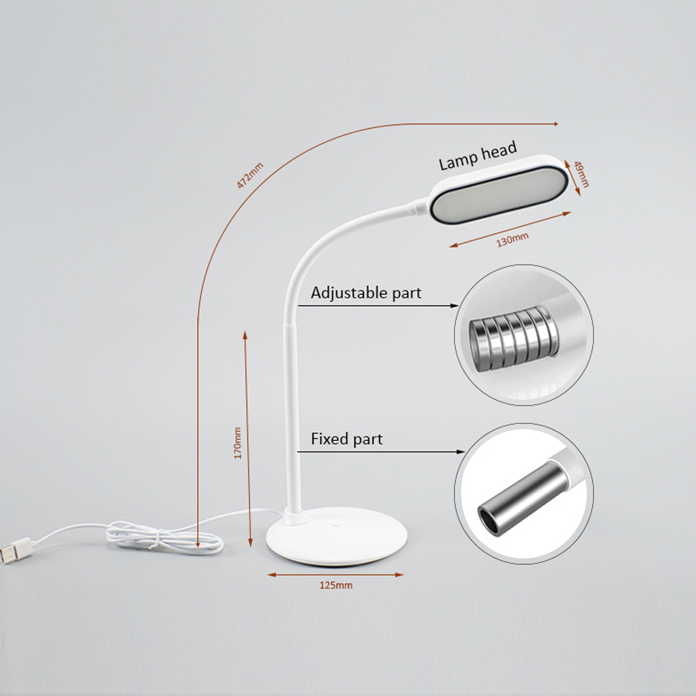 Book Reading Lamp Eye Caring Led Desk Lamp Desk Led Light Magnifier Lamp with Us Power Cable and Flexible Goose Neck 12x