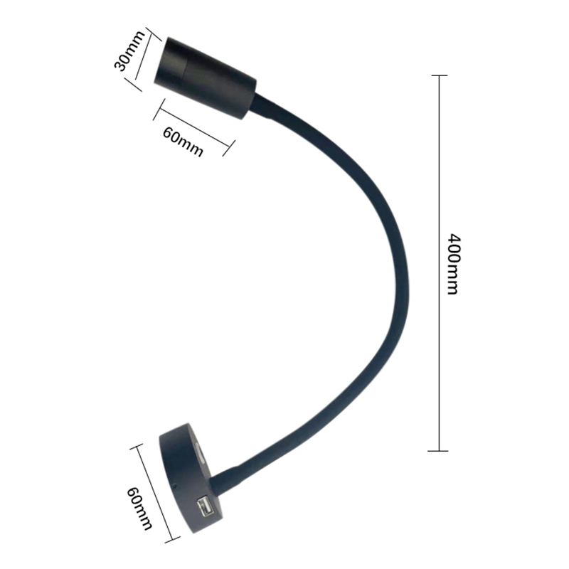 Black color Adjustable led book reading lamp with usb car usb rechargeable dimmable RV reading light Boat yacht reading 