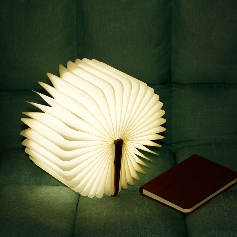 2022 Book shape Large Size Folding Lamp USB bluetooth music Rechargeable Wooden Table light, Libro de lamparas plegable