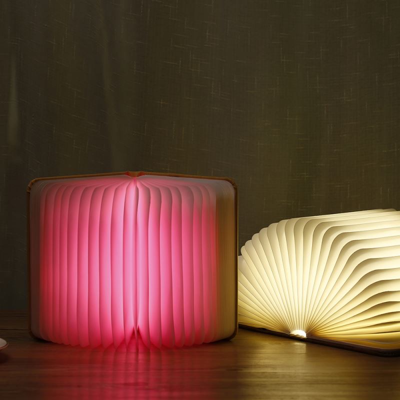 2022 Book shape Large Size Folding Lamp USB bluetooth music Rechargeable Wooden Table light, Libro de lamparas plegable
