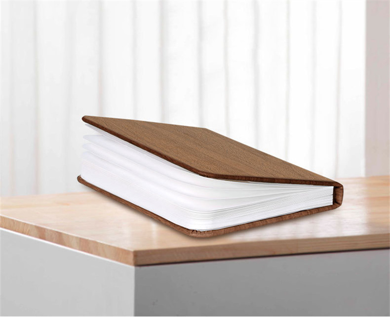 Folding Wooden Grain USB Charging Led Lamp Pu Leather Wood Grain Wooden Fold Out Book Light
