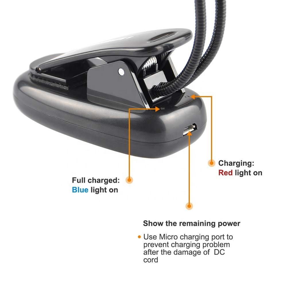 Rechargeable LED Book Light Clip on Book Light 8 LEDs 4 Modes Portable Reading Light Eye Care Bed Lamp for Kids Bookworm