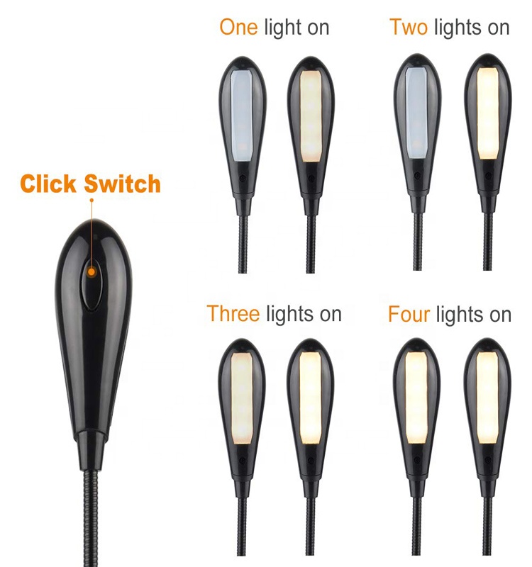 Rechargeable LED Book Light Clip on Book Light 8 LEDs 4 Modes Portable Reading Light Eye Care Bed Lamp for Kids Bookworm