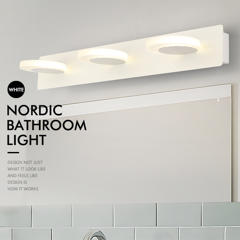 Circle Ring White Bathroom Mirror Light Barbering Salon Fixture Wall Light Vanity Makeup Mirror Led Mirror Lights