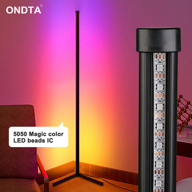 Dropshipping Nordic Modern Decorative 120cm Remote Controlled LED Light RGB Tripod led corner floor lamp