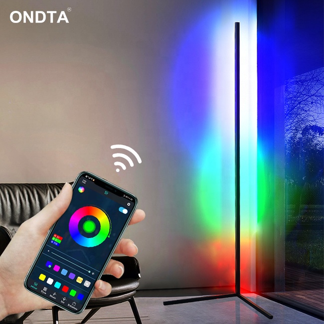 Dropshipping Nordic Modern Decorative 120cm Remote Controlled LED Light RGB Tripod led corner floor lamp