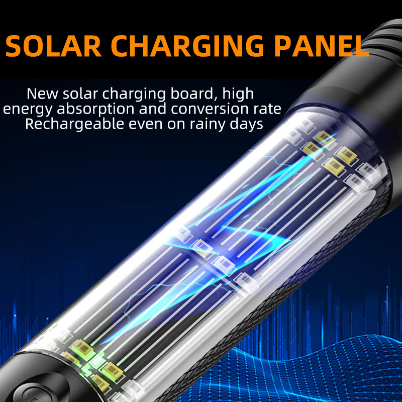 Multifunctional 7In1 Car Emergency Rescue Escape Solar Flashlight Compass Self Defense Rechargeable Solar Led Torch With