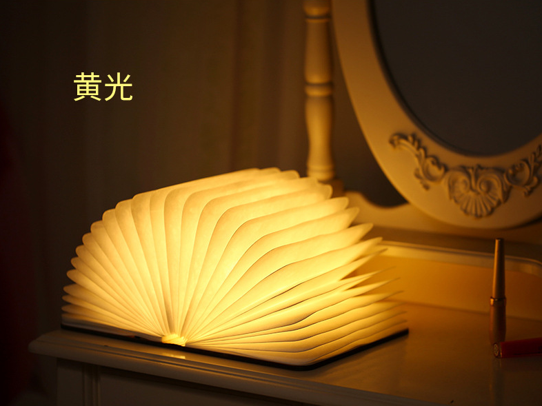 Gift & Promotion Items Book Shape Folding Led Lamp Mini  Wooden Paper  Night Light
