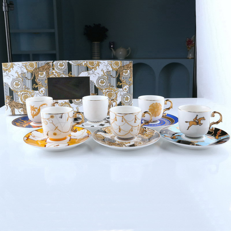 6 Piece Ceramic Espresso Coffee Cup Saucer Set Concentrated Small Mini Turkish Tea Cup Sets With Gift Box