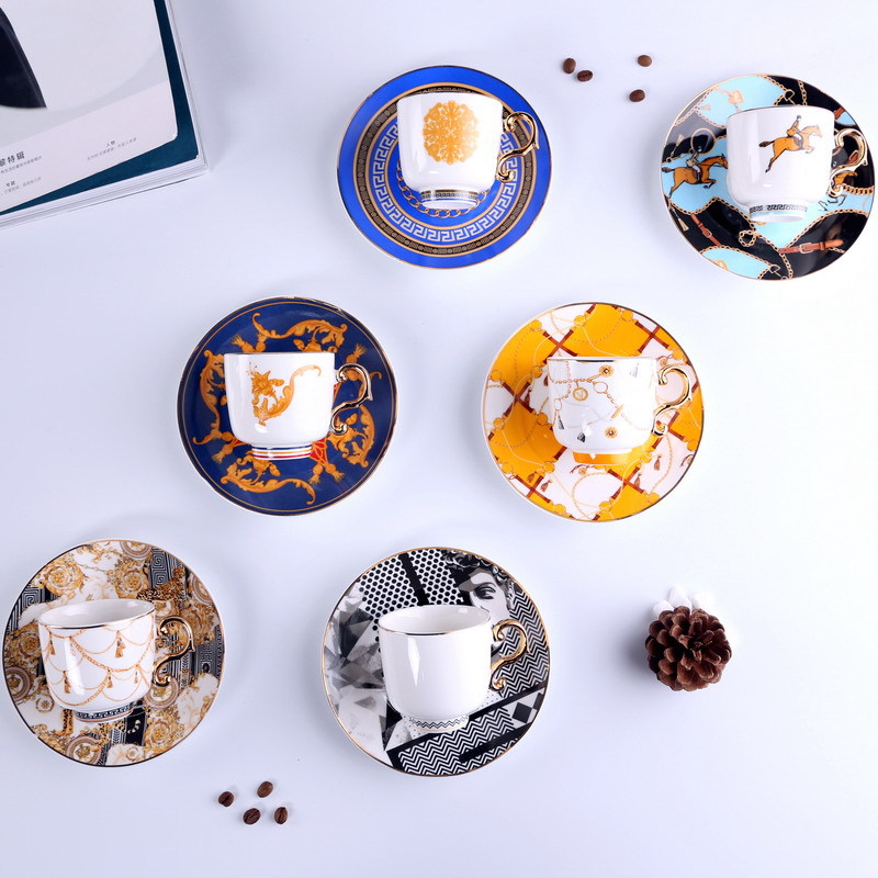 6 Piece Ceramic Espresso Coffee Cup Saucer Set Concentrated Small Mini Turkish Tea Cup Sets With Gift Box