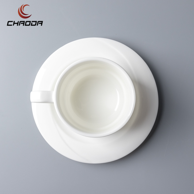 Chaoda   white ceramic coffee tea cup and saucers ceramic espresso cappuccino cup sets porcelain mugs for cate