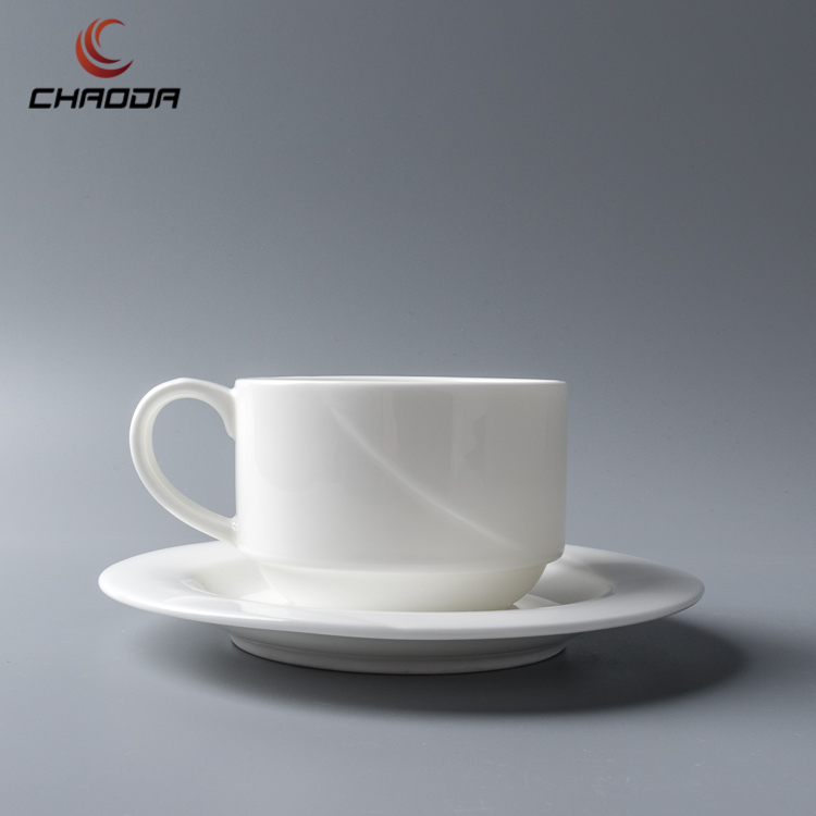 Chaoda   white ceramic coffee tea cup and saucers ceramic espresso cappuccino cup sets porcelain mugs for cate