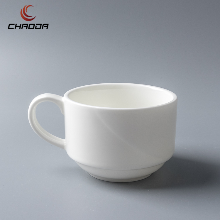 Chaoda   white ceramic coffee tea cup and saucers ceramic espresso cappuccino cup sets porcelain mugs for cate